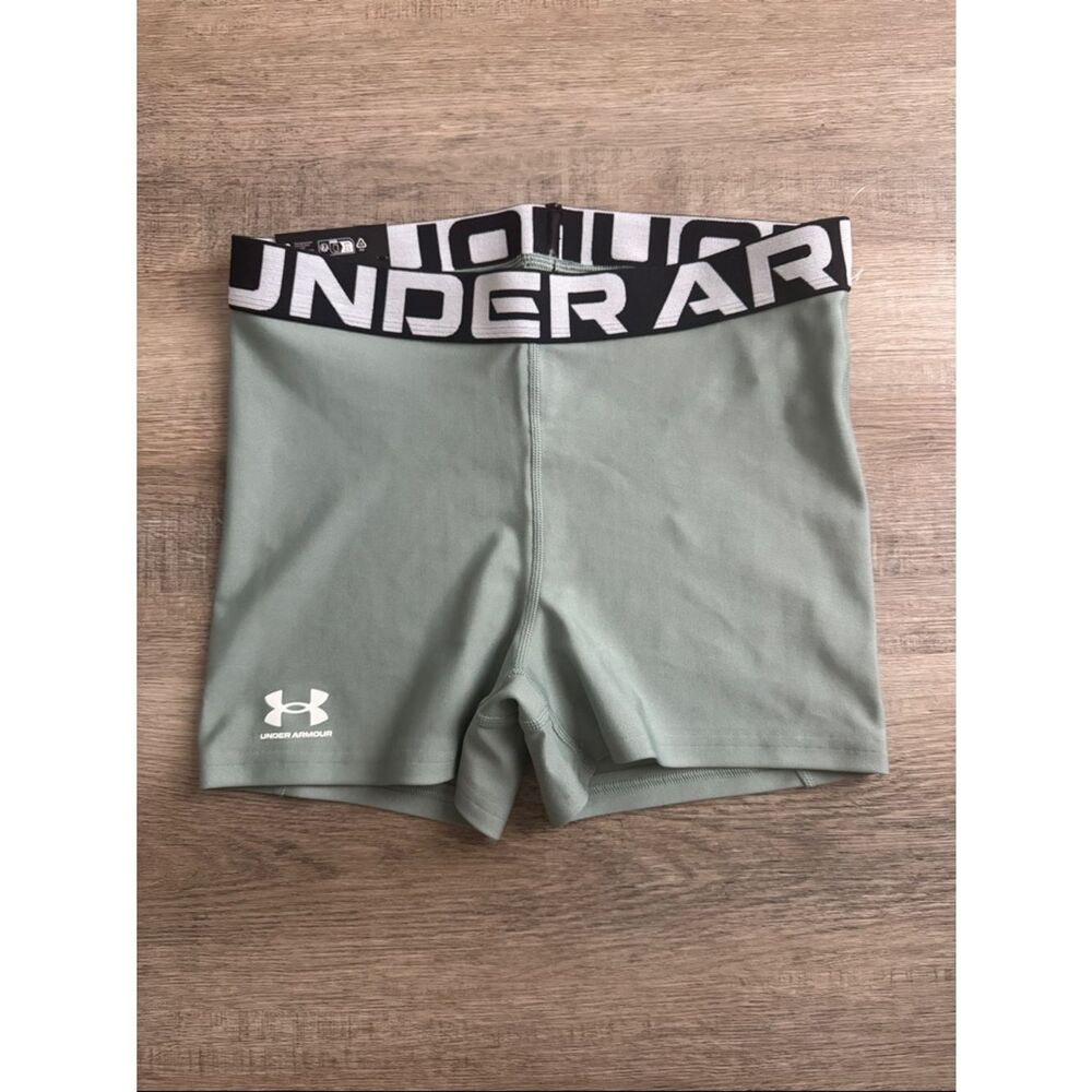 Under Armour Sage green Performance Bike Shorts with Logo Waistband